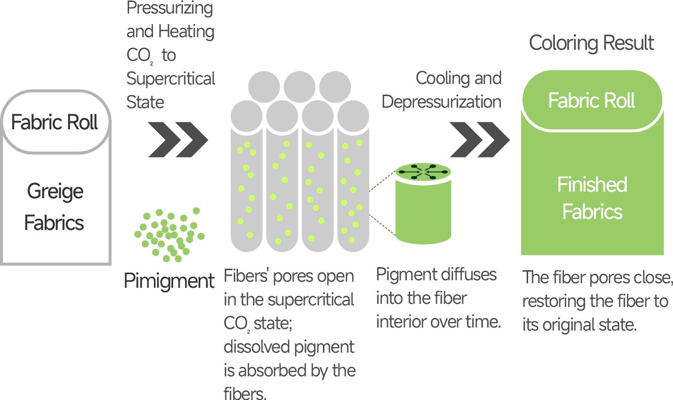 Supercritical CO₂ Dyeing Principle: High Pressure Heating, Dye Diffusion, Cooling and Pressure Reduction, and Finished Product